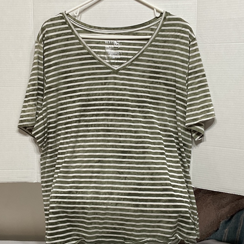 Terra & Sky Olive Striped Short Sleeve Tee
